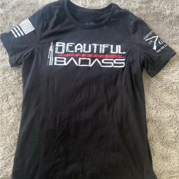 SOLD Grunt Style Women's Black Short Sleeve "Beautiful Badass" Size Small - Picture 7 of 7
